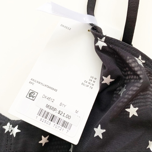 NWT DKNY Black Metallic Star Print Mesh Bralette - Picture 4 of 7